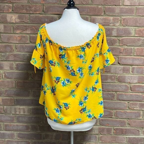 Mustard Floral Off Shoulder Top Size XL NWOT - Picture 3 of 6